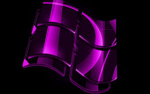Windows 7 Glass Logo in Vibrant Purple and Magenta on Black Background HD wallpaper