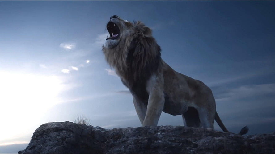 Mufasa Roaring on Pride Rock in The Lion King Cinematic Scene HD wallpaper