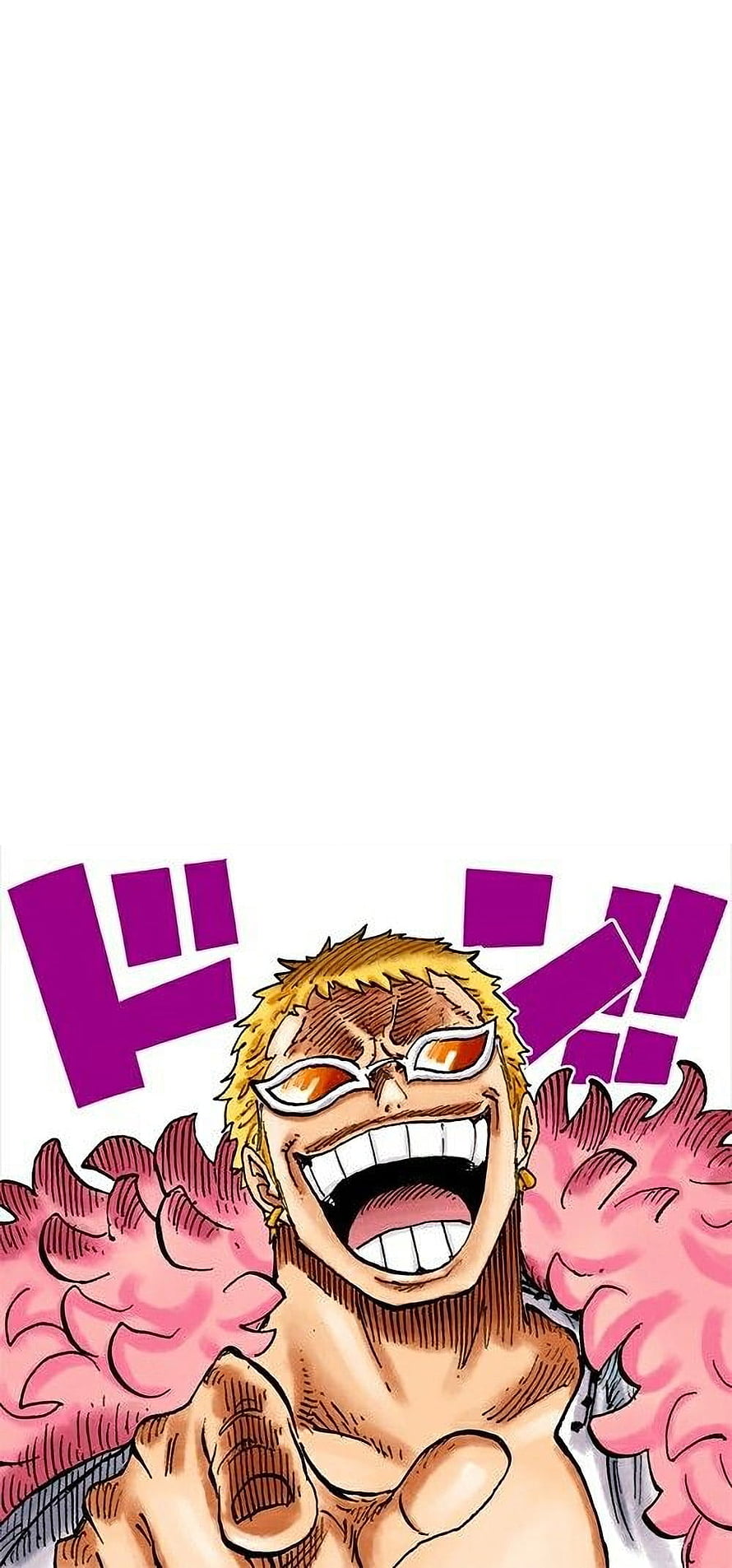 Doflamingo Pointing Forward With Pink Aura in One Piece Manga Panel HD phone wallpaper