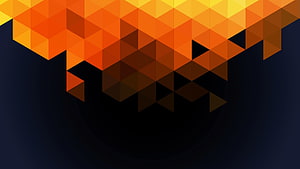 Orange and Black Geometric Triangle Pattern on Dark Background HD wallpaper