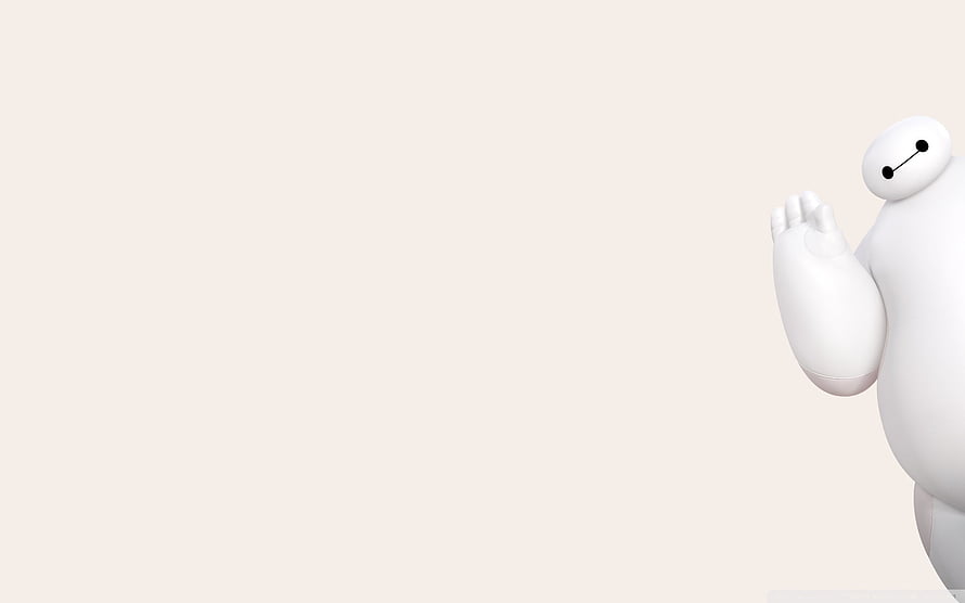 Baymax from Big Hero 6 Waving on a Minimalist Cream Background HD wallpaper