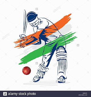 Stylized Indian Cricket Player Illustration with National Flag Colors HD phone wallpaper