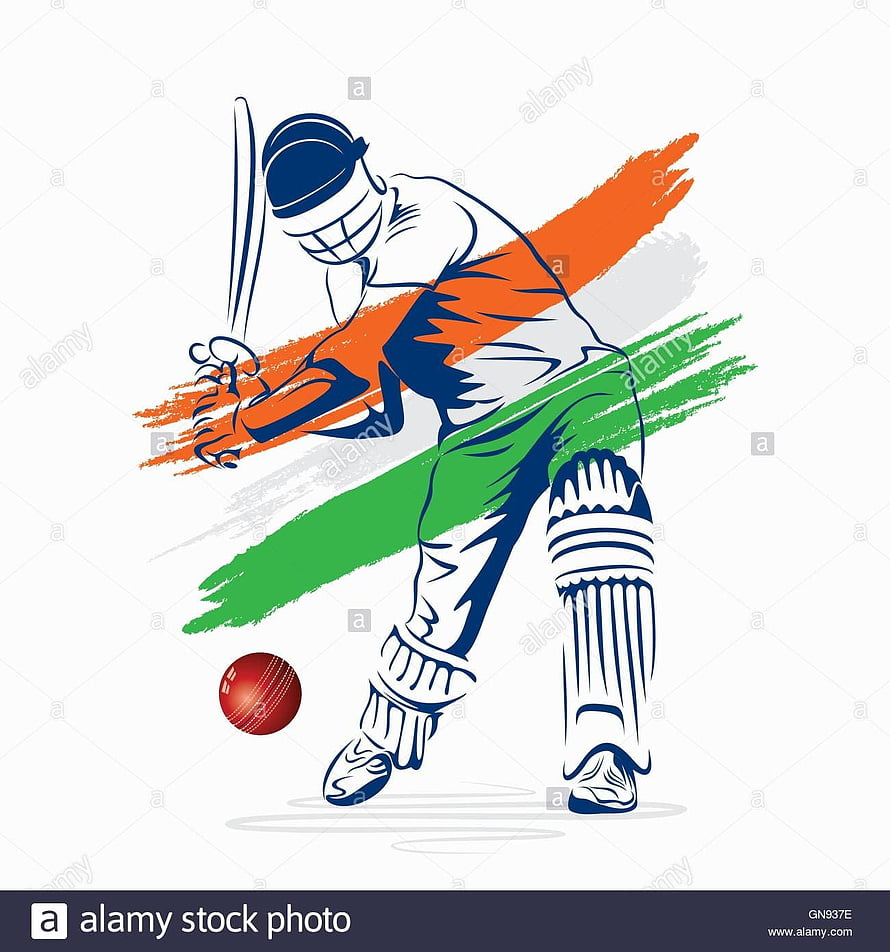 Stylized Indian Cricket Player Illustration with National Flag Colors HD phone wallpaper