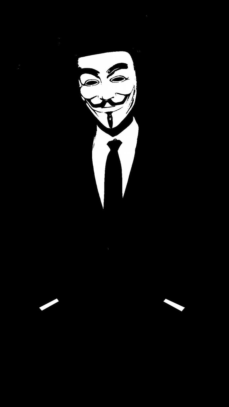 Guy Fawkes Mask Icon in Black and White Minimalist Style HD phone wallpaper