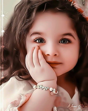 Adorable Baby Girl Portrait With Sparkling Bracelet And Soft Wavy Hair HD phone wallpaper
