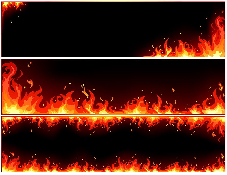 Animated Fire Border Banner Set With Glowing Embers And Dark Background HD wallpaper