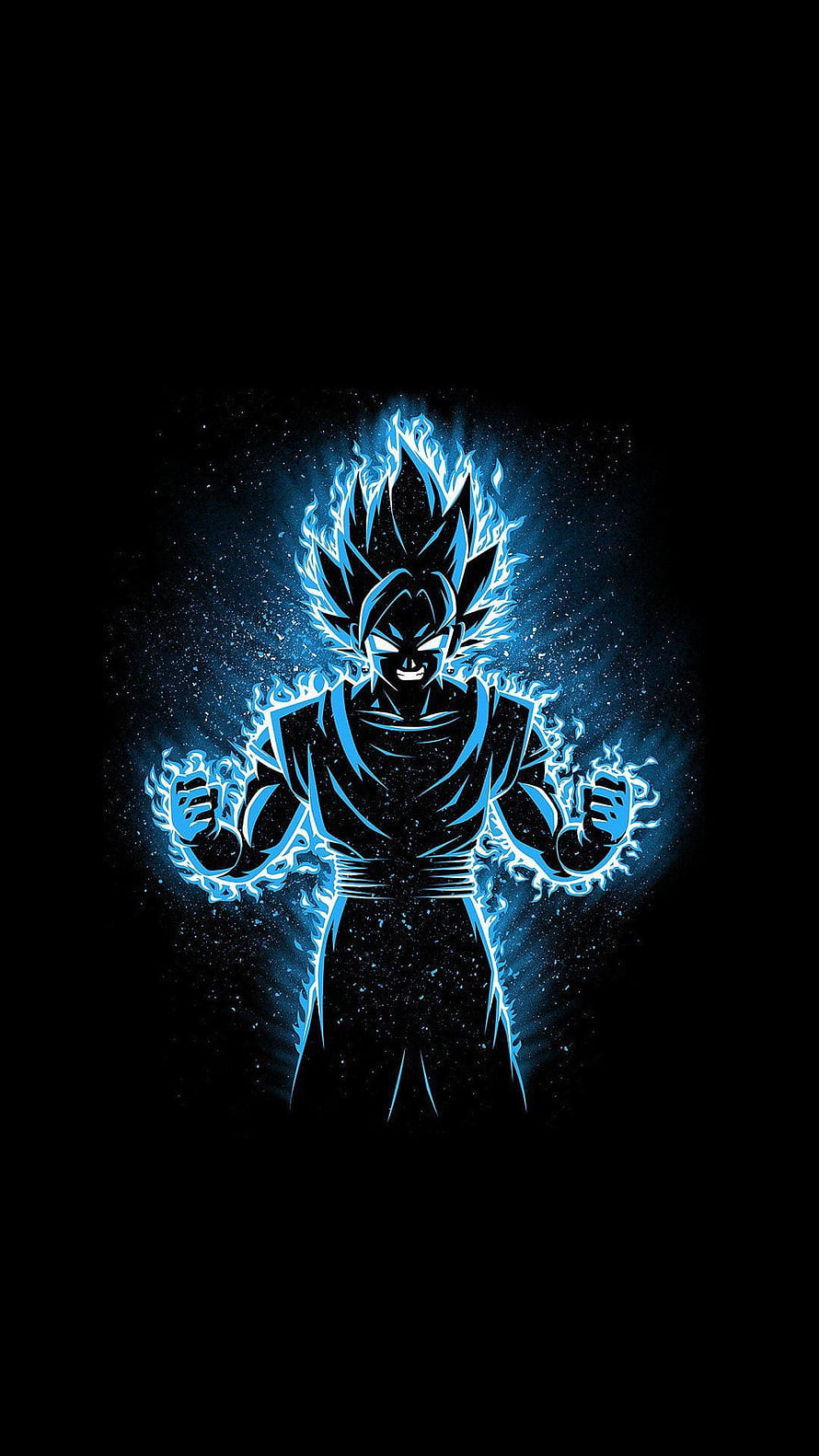 Goku Ultra Instinct Blue Aura Silhouette on Black Background HD phone wallpaper