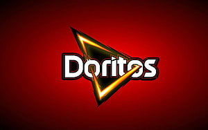 Doritos Logo on Deep Red Background with Glowing Triangle Design HD wallpaper