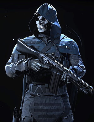 Ghost Azrael Skin from Call of Duty Warzone in Dark Tactical Gear HD phone wallpaper