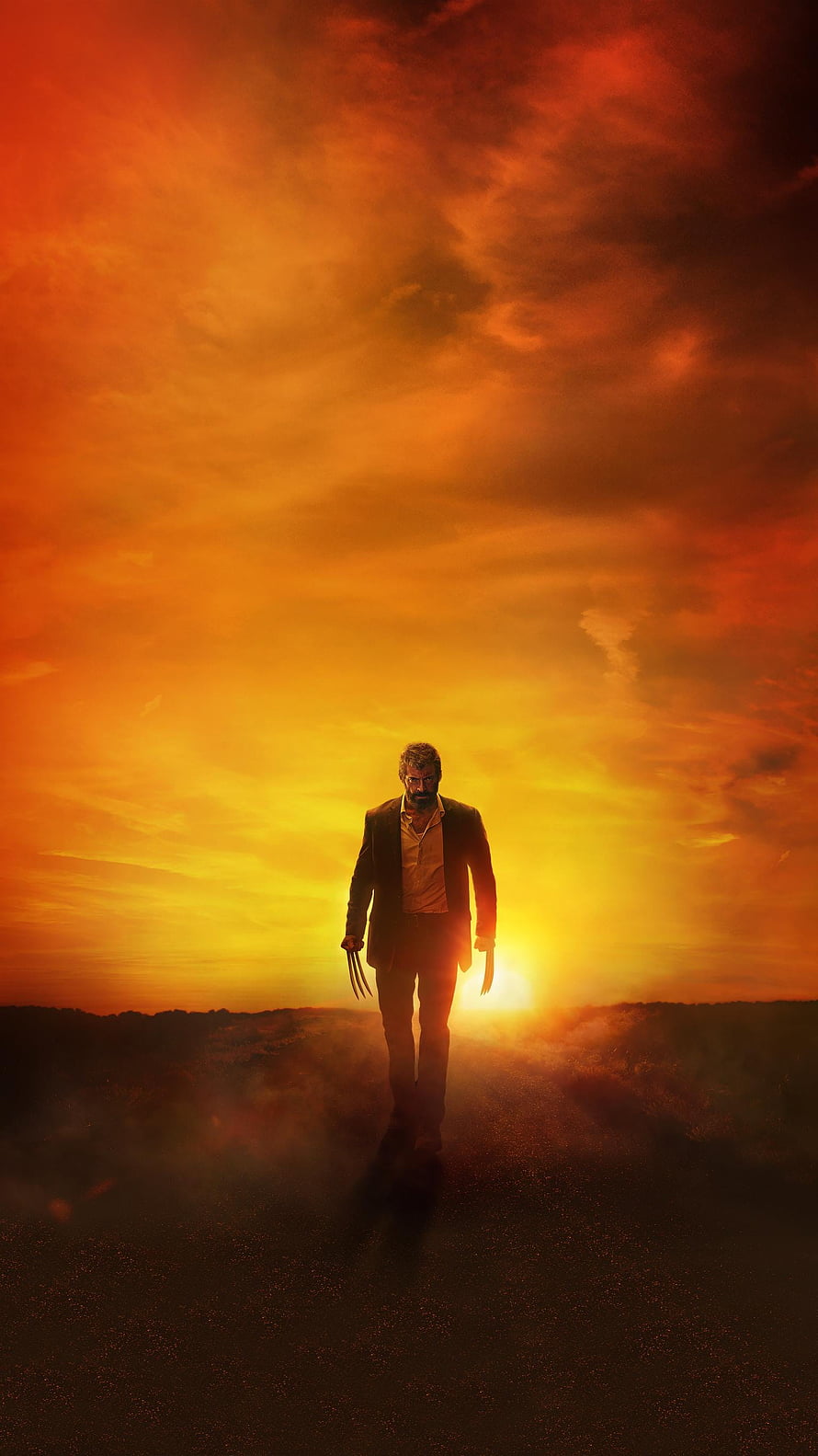 Logan Walking Through Misty Sunset Field With Claws Extended HD phone wallpaper