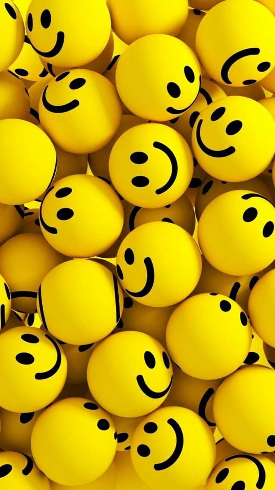 3D Yellow Smiley Face Balls Pile Abstract Pattern HD phone wallpaper