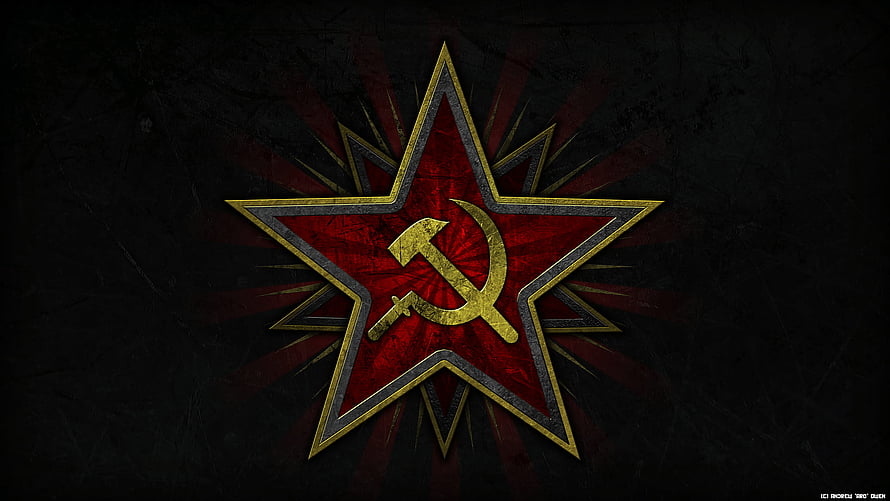 Soviet Hammer and Sickle Emblem on Dark Textured Background HD wallpaper