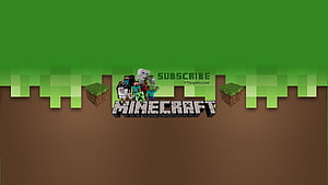 Minecraft YouTube Channel Art Banner Featuring Blocky Characters and Grass Terrain HD wallpaper
