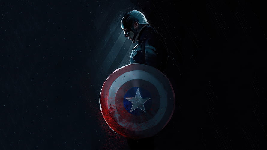 Captain America in Dramatic Dark Lighting with Iconic Shield HD wallpaper