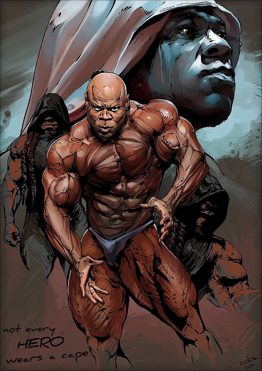 Kai Greene Tribute Illustration by Gergő Kovács: Muscular Bodybuilder in Comic Style HD phone wallpaper