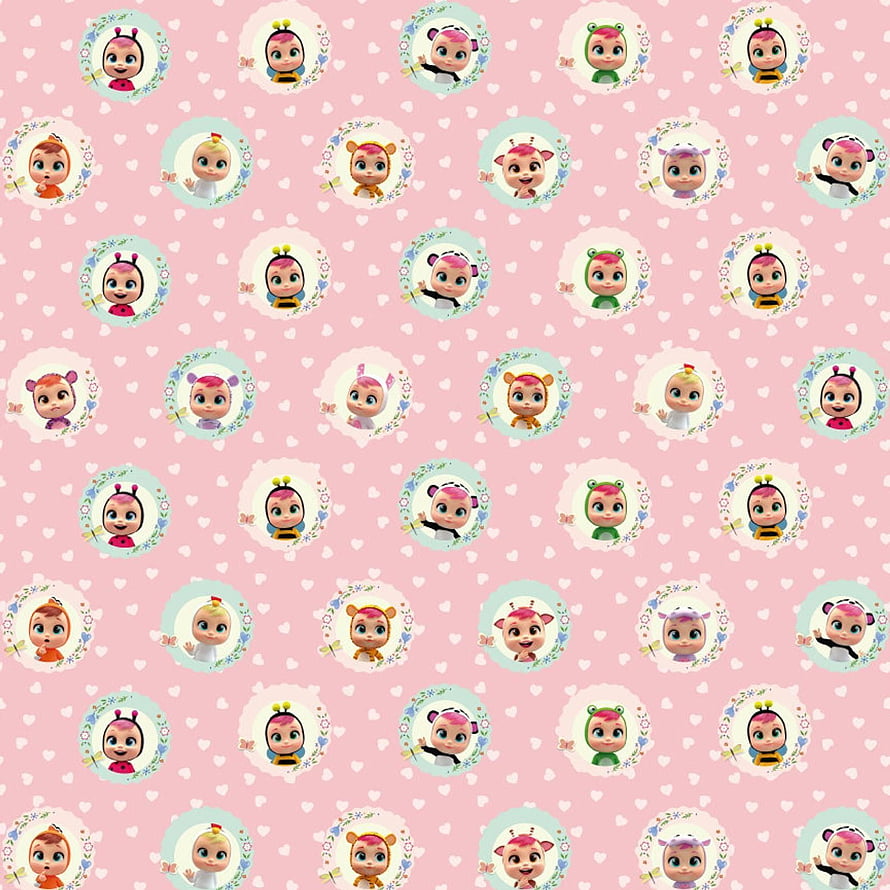 Cry Babies Character Pattern on Pink Heart Background HD phone wallpaper