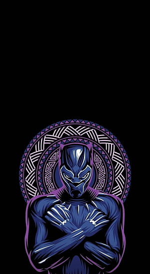 Black Panther Vector Illustration with Geometric Mandala Background HD phone wallpaper