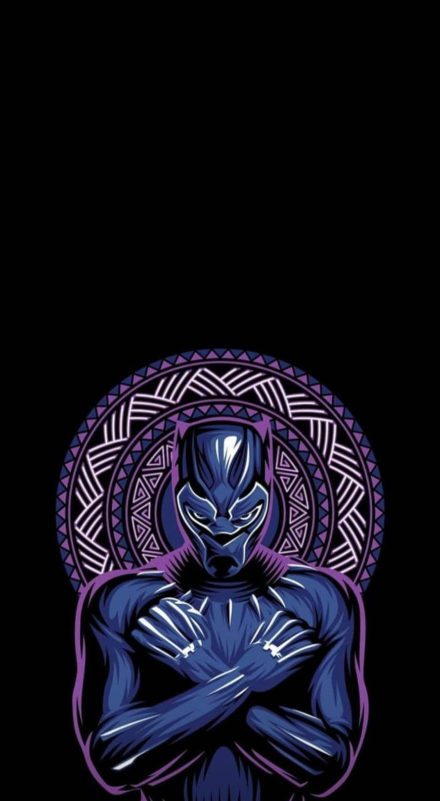 Black Panther Vector Illustration with Geometric Mandala Background HD phone wallpaper