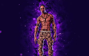 Gucci Travis Scott Fortnite Skin with Purple Neon Smoke Background HD wallpaper