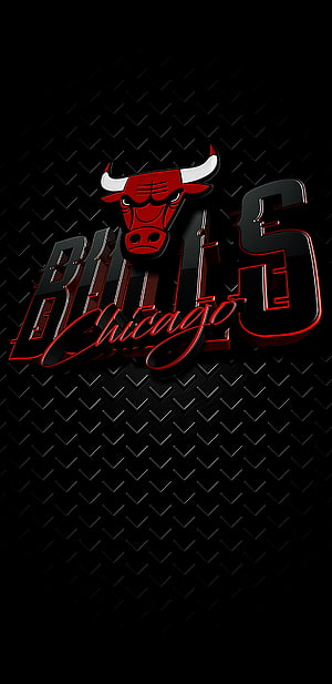 Chicago Bulls 3D Logo on Black Diamond Plate Metal Texture HD phone wallpaper