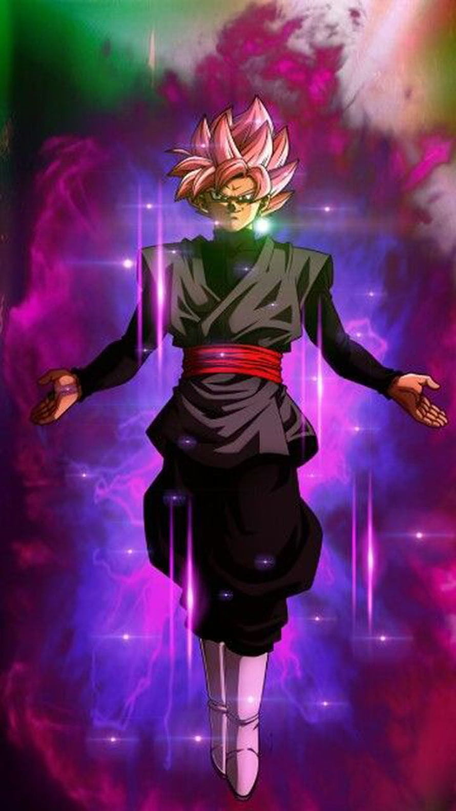 Goku Black Rose Form Anime Character Floating in Cosmic Energy Aura HD phone wallpaper