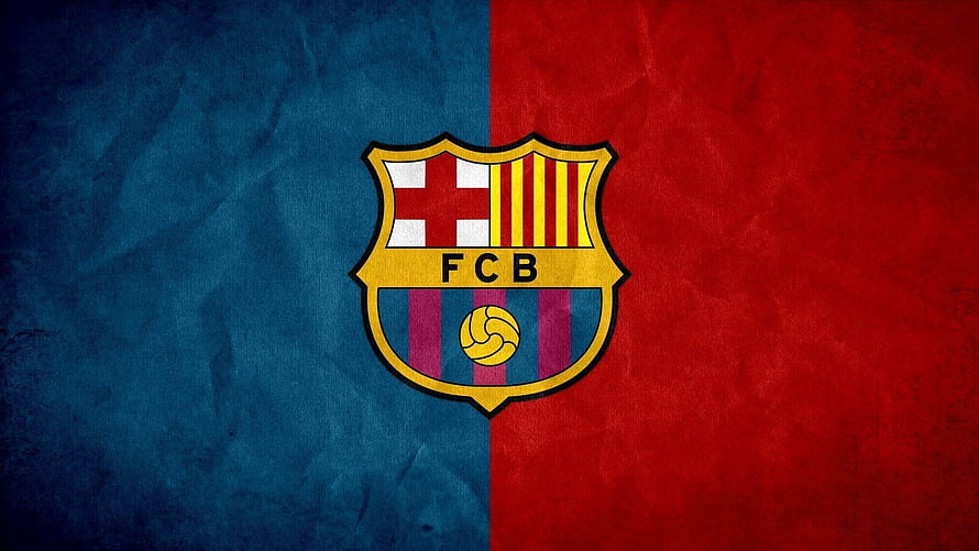 FC Barcelona Crest on Textured Blue and Red Background HD wallpaper