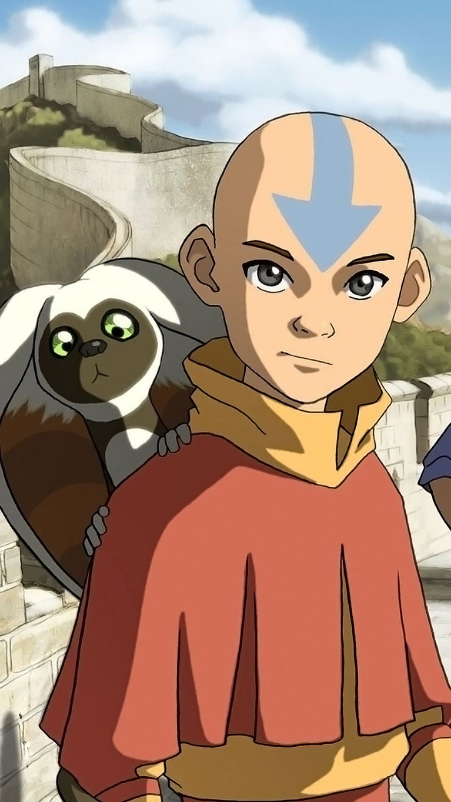 Aang and Momo on the Great Wall of China from Avatar The Last Airbender HD phone wallpaper