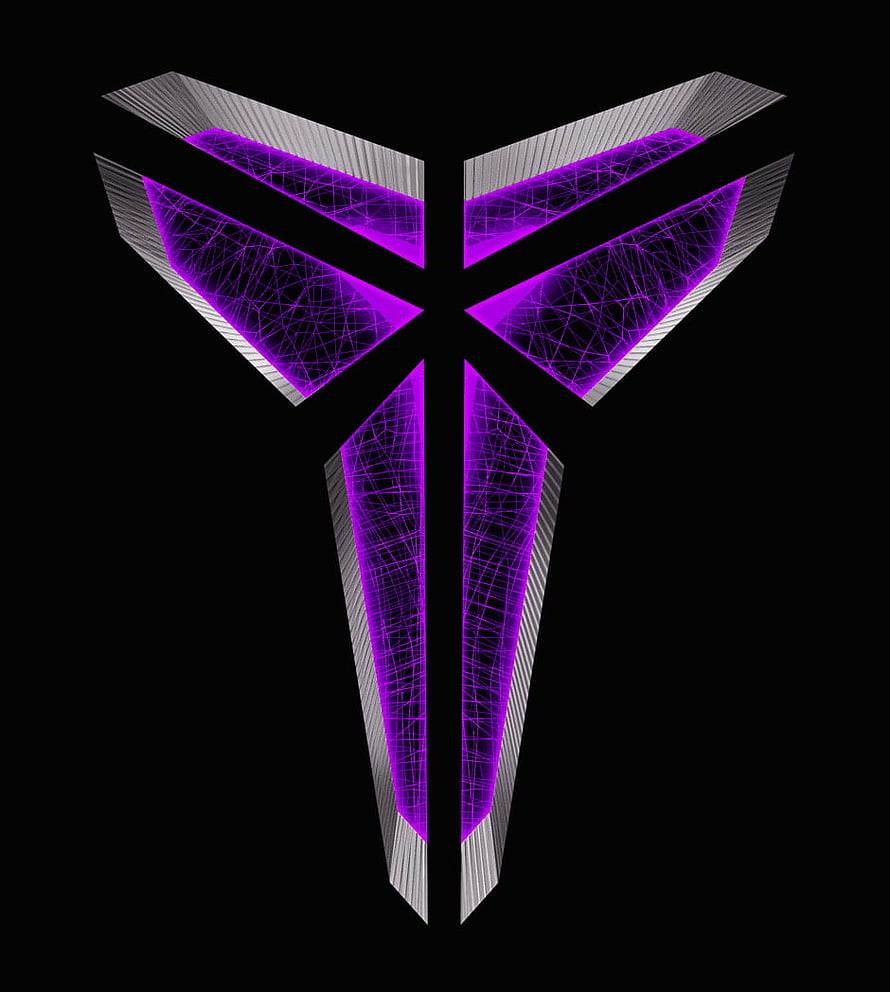Kobe Bryant Black Mamba Logo with Purple Wireframe Design on Black Background HD phone wallpaper