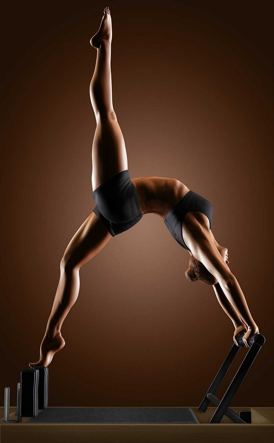 Woman Performing Advanced Pilates Reformer Backbend Stretch HD phone wallpaper