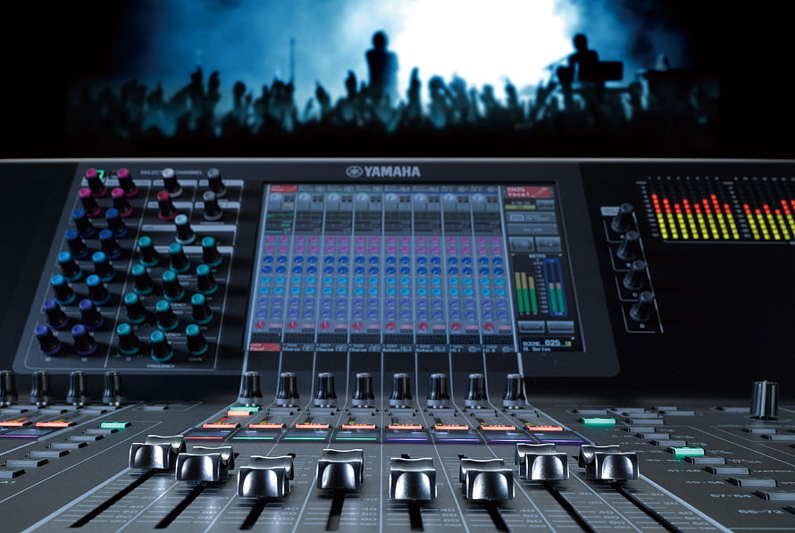 Yamaha Digital Mixing Console with Live Concert Crowd Silhouette in Background HD wallpaper
