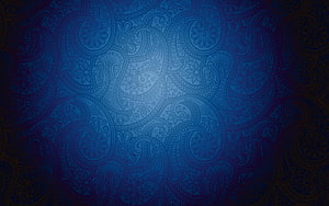 Intricate Blue Islamic Geometric Pattern with Ornamental Floral Motifs and Dark Gradient Edges HD wallpaper