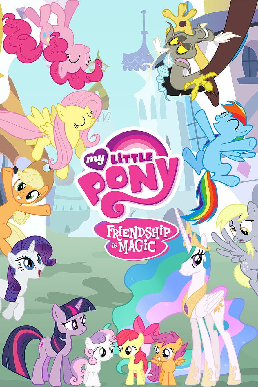 My Little Pony Friendship Is Magic Group Poster with Main Characters and Celestia HD phone wallpaper