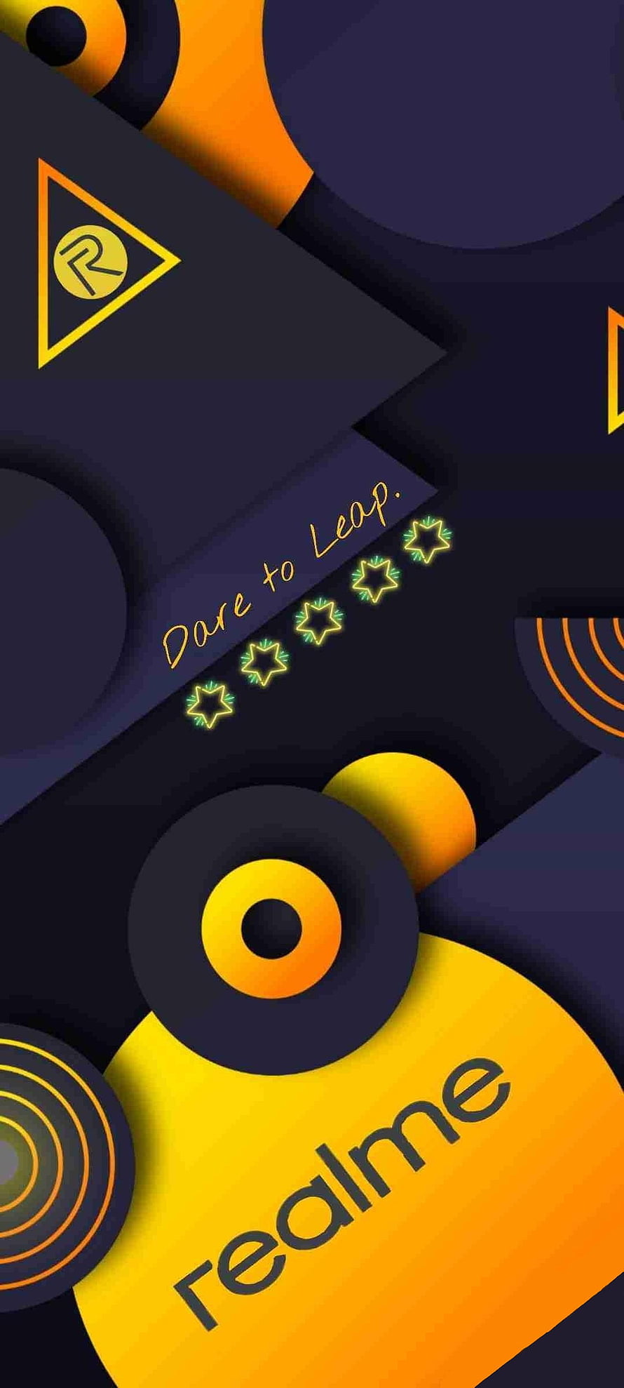 Realme Dare to Leap Abstract Geometric Wallpaper with Yellow and Orange Shapes HD phone wallpaper