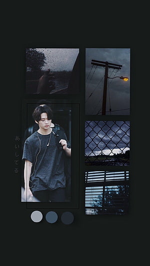 Stray Kids Lee Know Moody Aesthetic Collage with Rainy Urban Scenes HD phone wallpaper