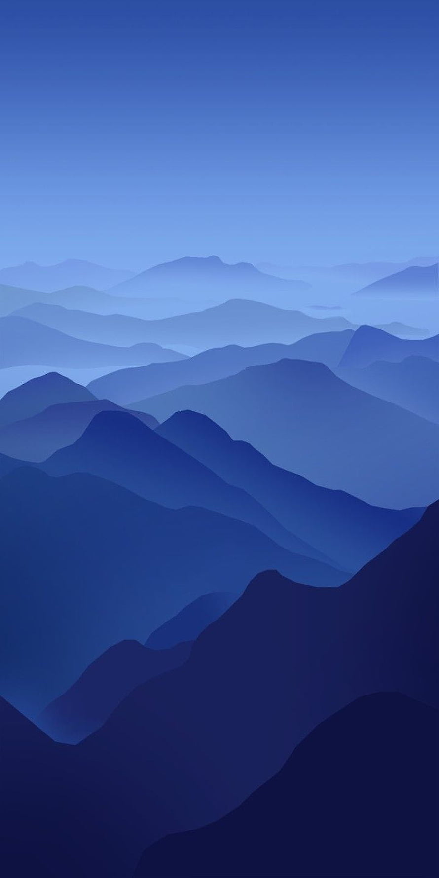 Layered Blue Mountain Ranges in Minimalist Flat Vector Landscape Art HD phone wallpaper