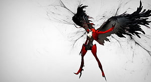 Persona 5 Arsene with Black Wings and Red Suit on White Background HD wallpaper