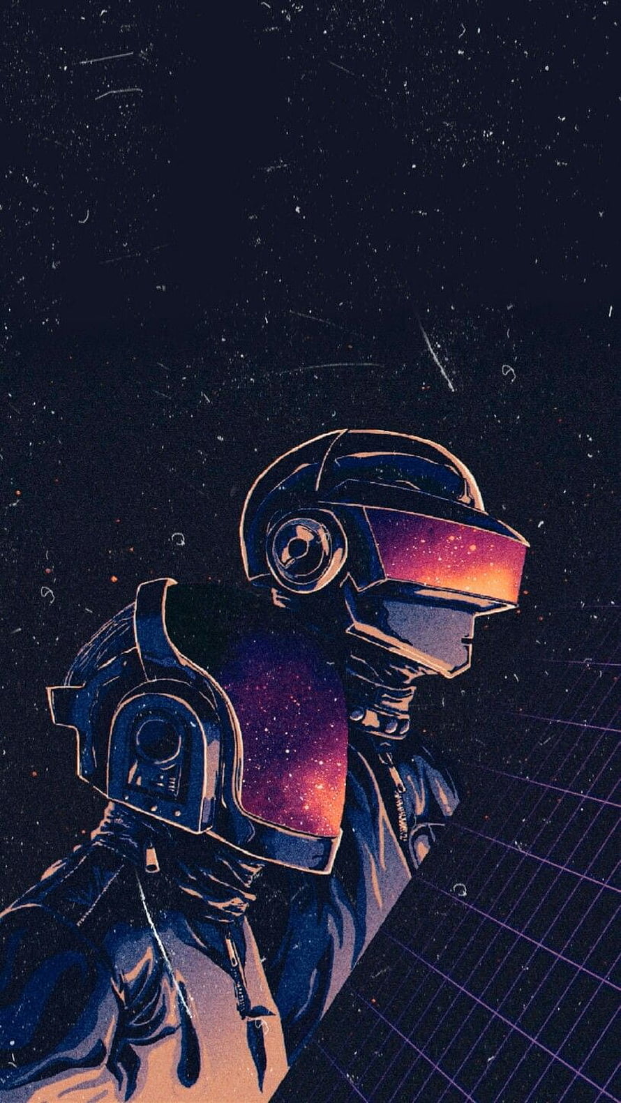 Daft Punk Astronaut Helmet with Galaxy Visor in Retro Synthwave Style HD phone wallpaper