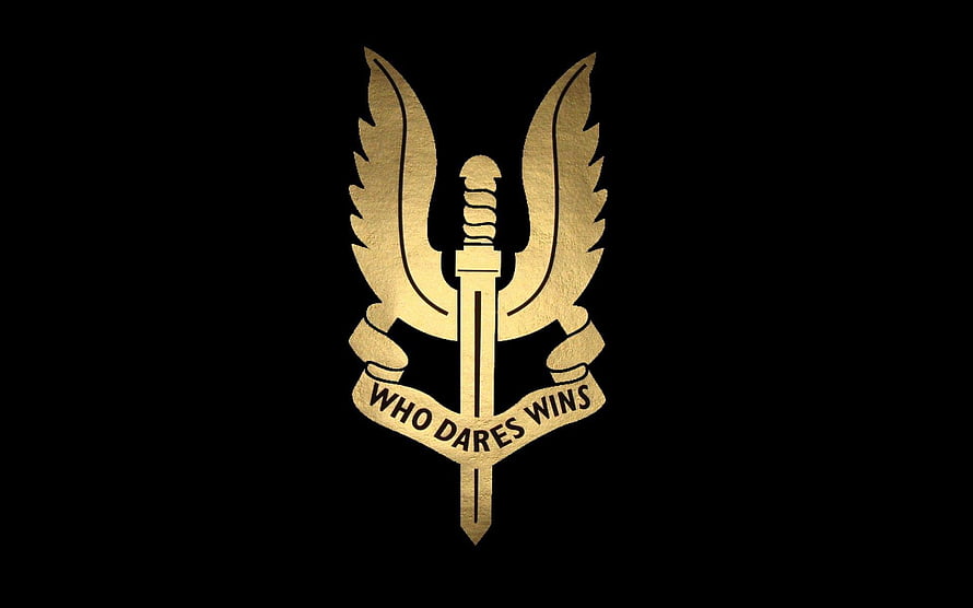Golden Special Forces Emblem With Sword And Wings On Black Background HD wallpaper
