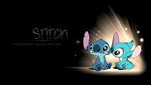 Stitch and Angel in a Warm Spotlight on a Dark Background HD wallpaper