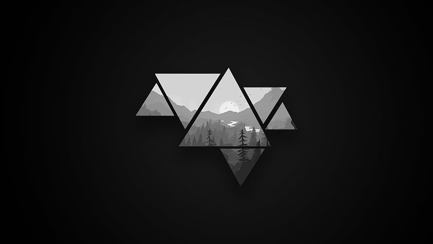 Geometric Mountain Landscape in Black and White Triangular Design HD wallpaper