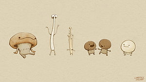 Cute Mushroom Characters by Lyndsey Gallant in a Minimalist Sketch Style HD wallpaper