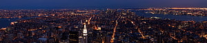 Aerial Night View of Manhattan Skyline Featuring the Chrysler Building and City Lights HD wallpaper
