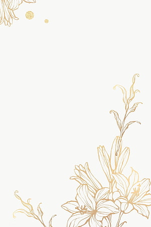 Elegant Gold Floral Line Art on Cream Background HD phone wallpaper
