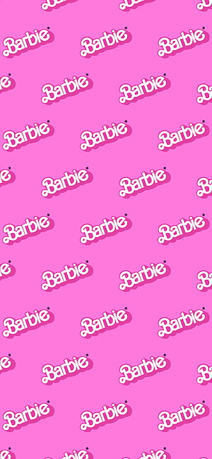 Barbie Logo Pattern on Vibrant Pink Background HD phone wallpaper