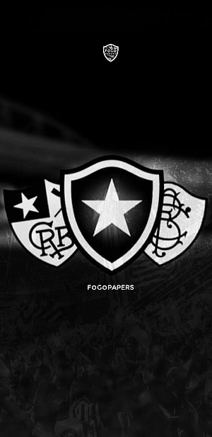 Botafogo Football Club Monochrome Crests and Stadium Crowd Wallpaper HD phone wallpaper