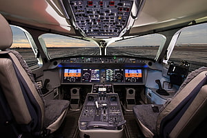 Airbus A350 Cockpit Interior With Digital Flight Deck Displays And Runway View HD wallpaper
