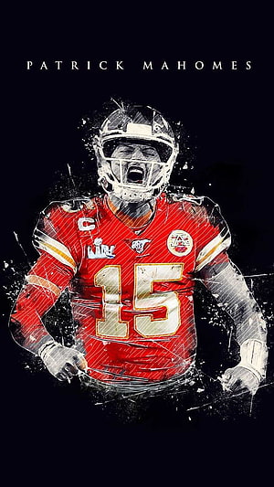 Patrick Mahomes Kansas City Chiefs Number 15 Red Jersey Artistic Portrait HD phone wallpaper