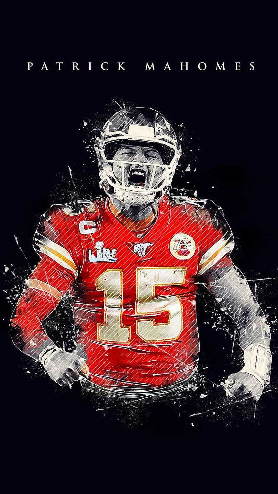 Patrick Mahomes Kansas City Chiefs Number 15 Red Jersey Artistic Portrait HD phone wallpaper