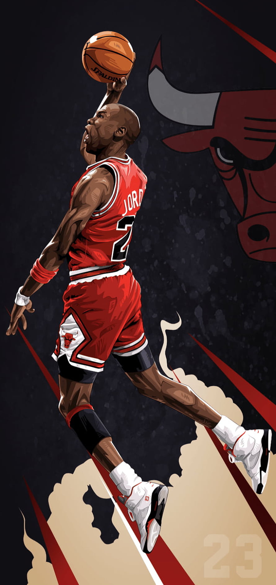 Michael Jordan Chicago Bulls Slam Dunk Digital Art Illustration HD phone wallpaper