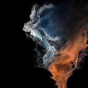 Abstract Particle Flow with Blue and Orange Streaks on Black Background HD phone wallpaper